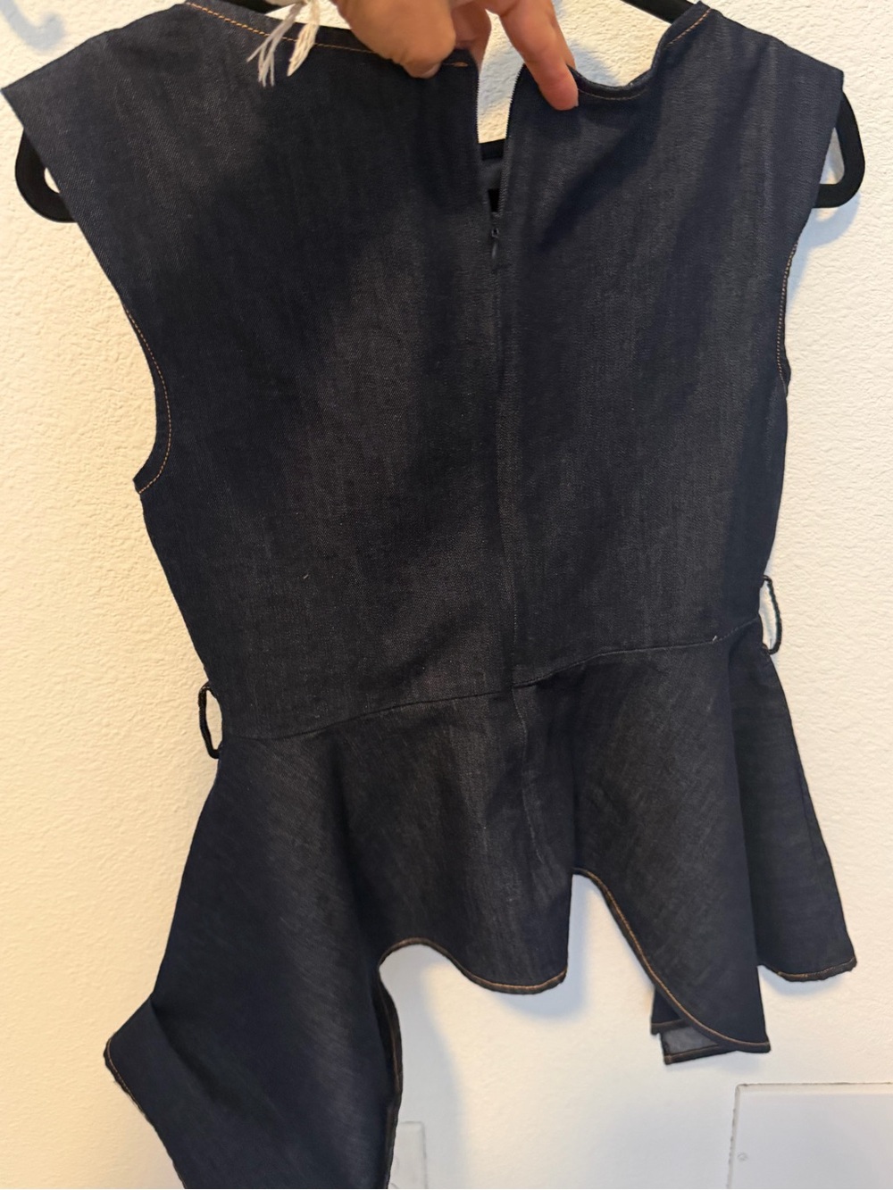 Commense Dark Indigo Denim Peplum Top